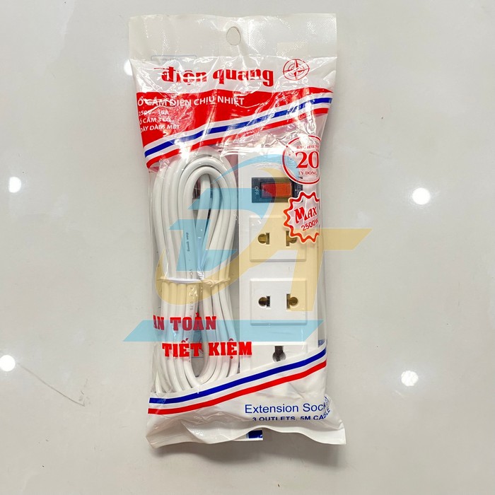 Ổ cắm 3 lỗ d&acirc;y 5m Điện Quang ĐQ002A-02-5M