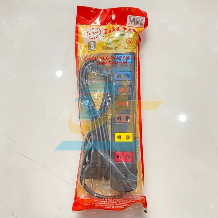 Ổ cắm k&eacute;o d&agrave;i 6 lỗ d&acirc;y 3m - 2 c&ocirc;ng tắc LiOA 6S3