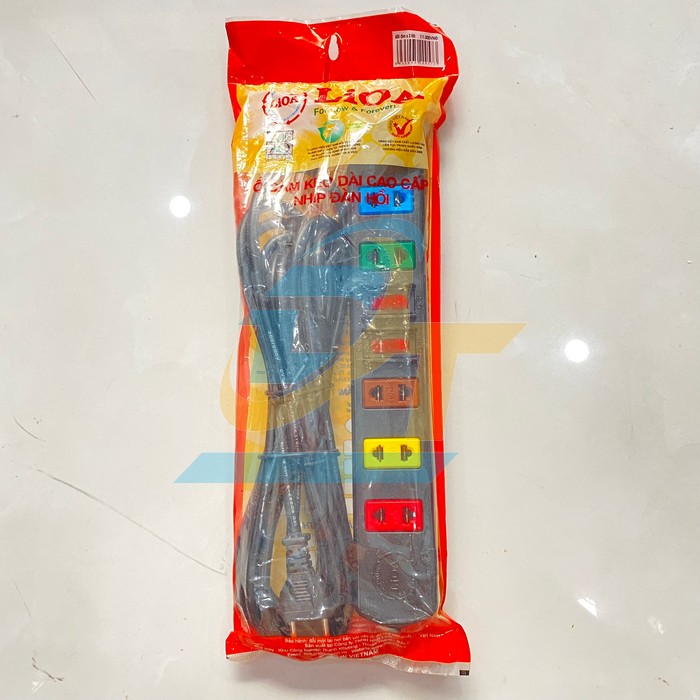 Ổ cắm k&eacute;o d&agrave;i 6 lỗ d&acirc;y 5m - 2 c&ocirc;ng tắc LiOA 6S5