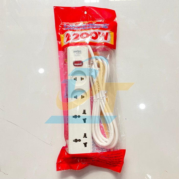 Ổ cắm liền d&acirc;y chịu tải 2200W d&acirc;y 2.5m SOPOKA 4D2-3