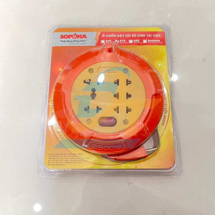 Ổ cắm quay 2500W d&acirc;y 7.5m Sopoka R75