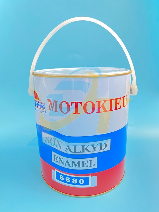 Sơn dầu Alkyd b&oacute;ng m&agrave;u xanh 6680 Motokieu