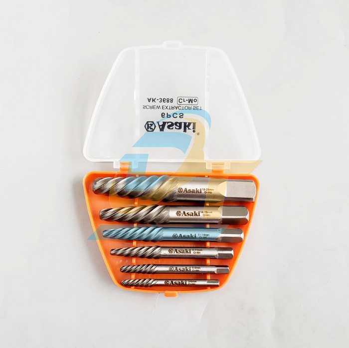 Bộ mũi ren lấy bu l&ocirc;ng ốc v&iacute;t g&atilde;y 6 chi tiết Asaki AK-3688