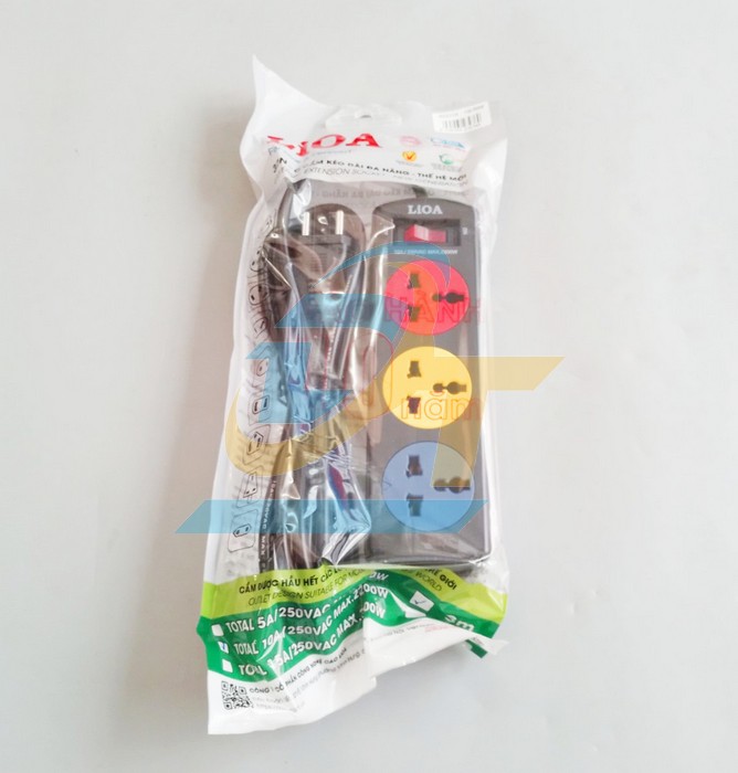 Ổ cắm 3 lỗ 3 chấu d&acirc;y d&agrave;i 3m c&oacute; c&ocirc;ng tắc LiOA 3DND3.2.10