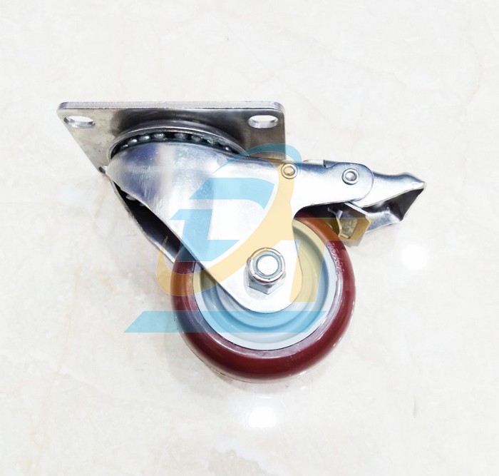 B&aacute;nh xe đẩy PU 75x32mm c&agrave;ng xoay Caster 2-A3-SS304-PU-SRB