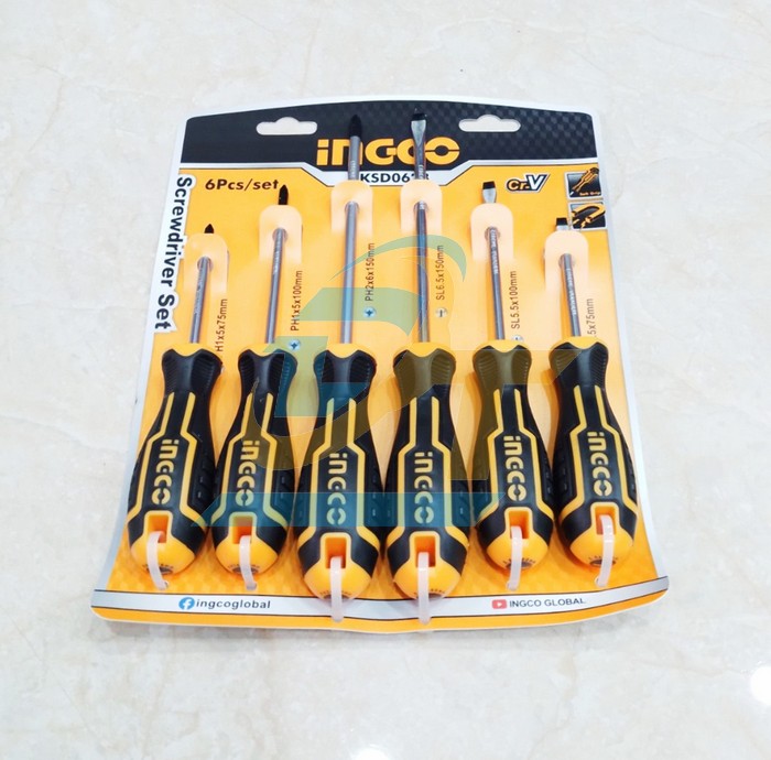 Bộ tua v&iacute;t dẹp v&agrave; bake 6 c&acirc;y Ingco HKSD0628