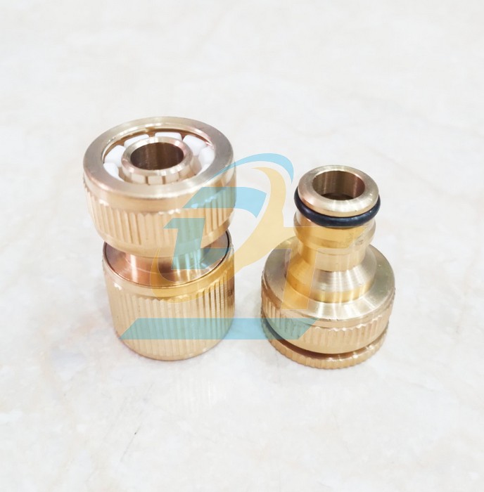 Khớp nối nhanh b&eacute;c xịt m&aacute;y rửa xe đồng thau ống 16mm - Ren trong 21mm (Đực - C&aacute;i)