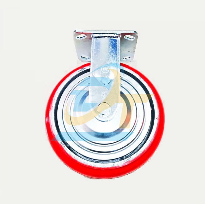 B&aacute;nh xe PU l&otilde;i gang ốp kim loại 200x48 cố định