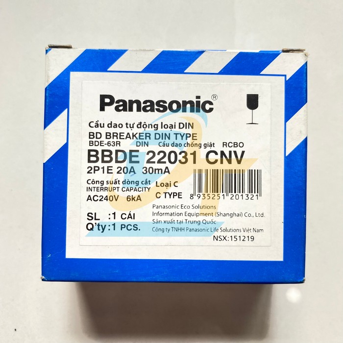 Cầu dao chống giật RCBO 2P 20A Panasonic BBDE22031CNV BBDE22031CNV Panasonic | Gi&aacute; rẻ nhất - C&ocirc;ng Ty TNHH Thương Mại Dịch Vụ Đạt T&acirc;m