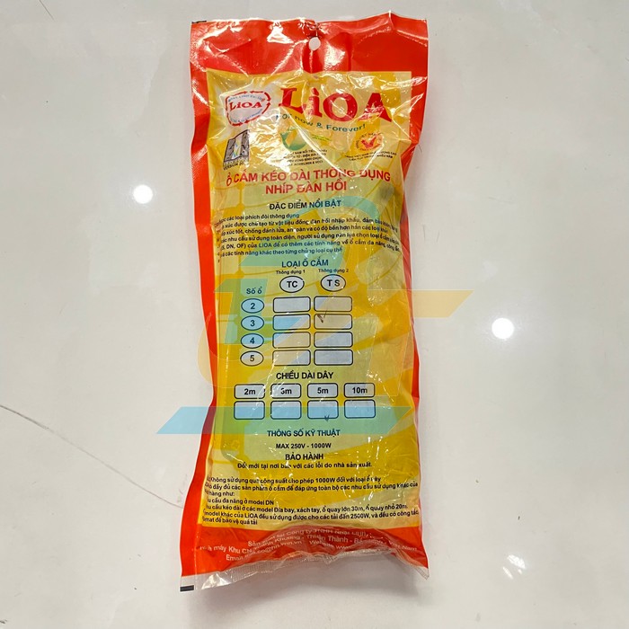 Ổ cắm điện 3 lỗ d&acirc;y 5m c&oacute; 1 c&ocirc;ng tắc Lioa 3TS5-2 3TS5-2 LiOA | Gi&aacute; rẻ nhất - C&ocirc;ng Ty TNHH Thương Mại Dịch Vụ Đạt T&acirc;m