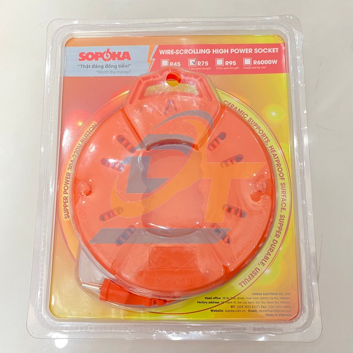 Ổ cắm quay 2500W d&acirc;y 7.5m Sopoka R75 R75 Sopoka | Gi&aacute; rẻ nhất - C&ocirc;ng Ty TNHH Thương Mại Dịch Vụ Đạt T&acirc;m
