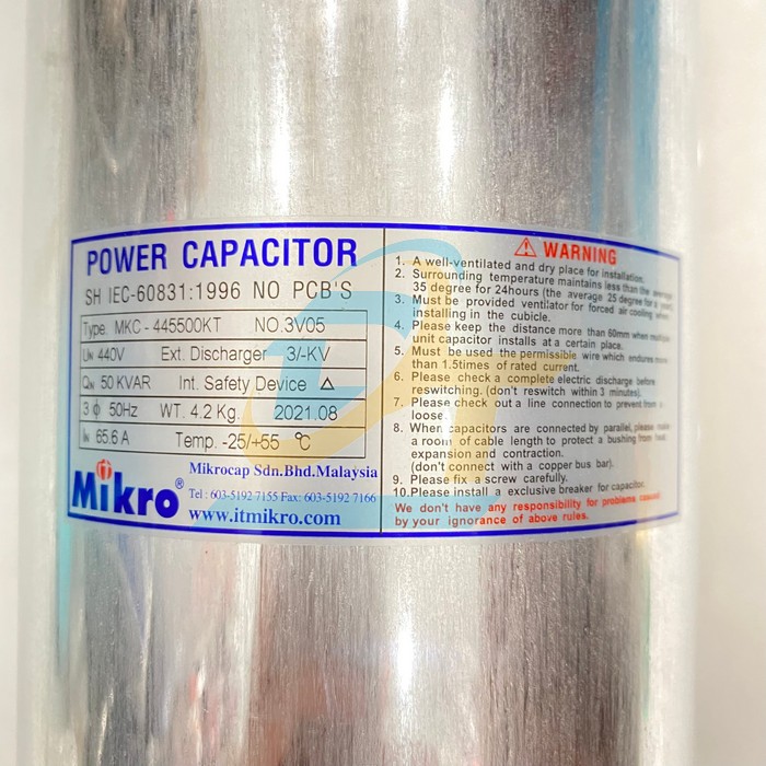 Tụ b&ugrave; 3P 440V 50Hz 50kVAr Mikro MKC-445500KT MKC-445500KT Mikro | Gi&aacute; rẻ nhất - C&ocirc;ng Ty TNHH Thương Mại Dịch Vụ Đạt T&acirc;m