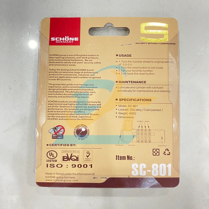 Ổ kh&oacute;a số dạ quang Schone SC-801 SC-801 Schone | Gi&aacute; rẻ nhất - C&ocirc;ng Ty TNHH Thương Mại Dịch Vụ Đạt T&acirc;m