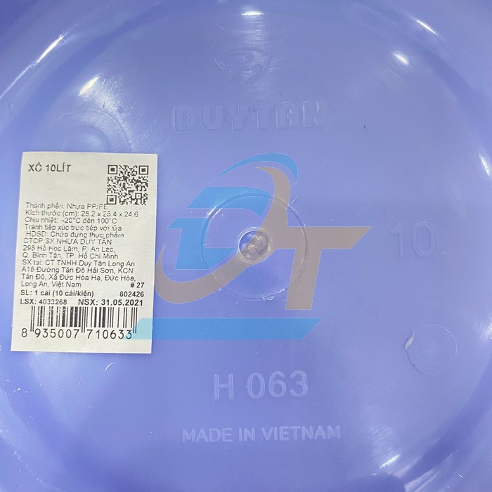 X&ocirc; nhựa c&oacute; nắp 10 l&iacute;t Duy T&acirc;n No.H063 H063 DuyTan | Gi&aacute; rẻ nhất - C&ocirc;ng Ty TNHH Thương Mại Dịch Vụ Đạt T&acirc;m