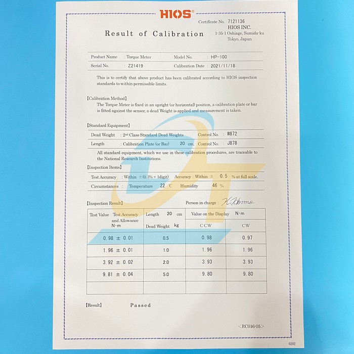 M&aacute;y đo lực m&ocirc;-men Hios HP-100 HP-100 Hios | Gi&aacute; rẻ nhất - C&ocirc;ng Ty TNHH Thương Mại Dịch Vụ Đạt T&acirc;m