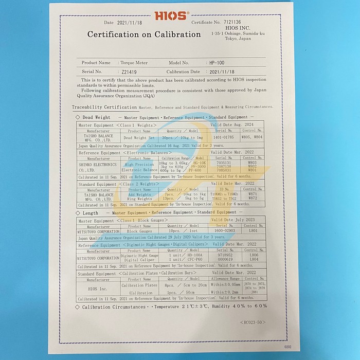 M&aacute;y đo lực m&ocirc;-men Hios HP-100 HP-100 Hios | Gi&aacute; rẻ nhất - C&ocirc;ng Ty TNHH Thương Mại Dịch Vụ Đạt T&acirc;m