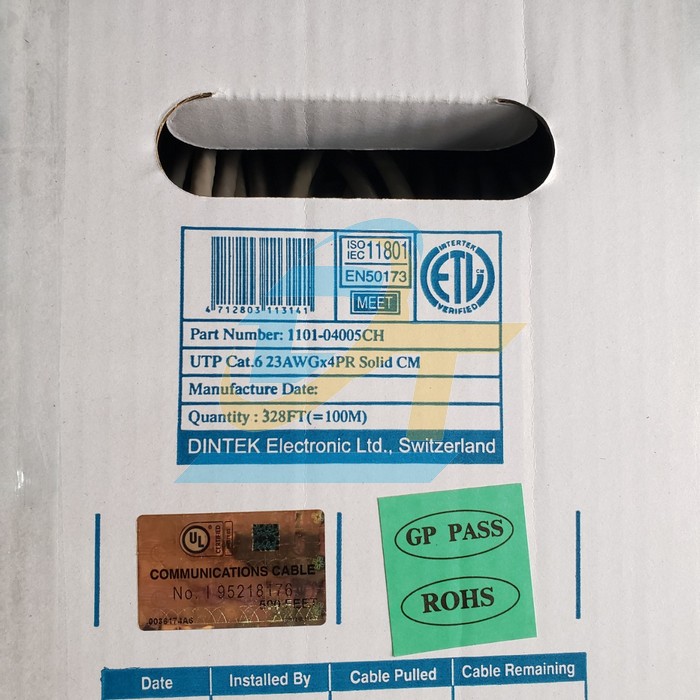 C&aacute;p mạng Dintek CAT6 UTP 100m 1101-04005CH 1101-04005CH DINTEK | Gi&aacute; rẻ nhất - C&ocirc;ng Ty TNHH Thương Mại Dịch Vụ Đạt T&acirc;m