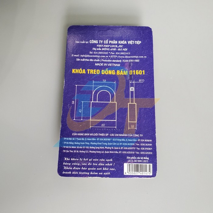 Kh&oacute;a treo đồng bấm Việt Tiệp 01601 01601 VietTiep | Gi&aacute; rẻ nhất - C&ocirc;ng Ty TNHH Thương Mại Dịch Vụ Đạt T&acirc;m