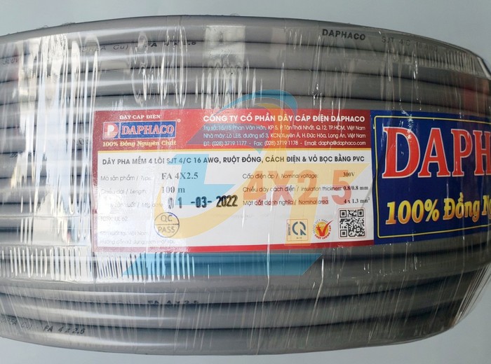 C&aacute;p pha mềm 4 l&otilde;i VVCm 4x2.5mm2 Daphaco  Daphaco | Gi&aacute; rẻ nhất - C&ocirc;ng Ty TNHH Thương Mại Dịch Vụ Đạt T&acirc;m