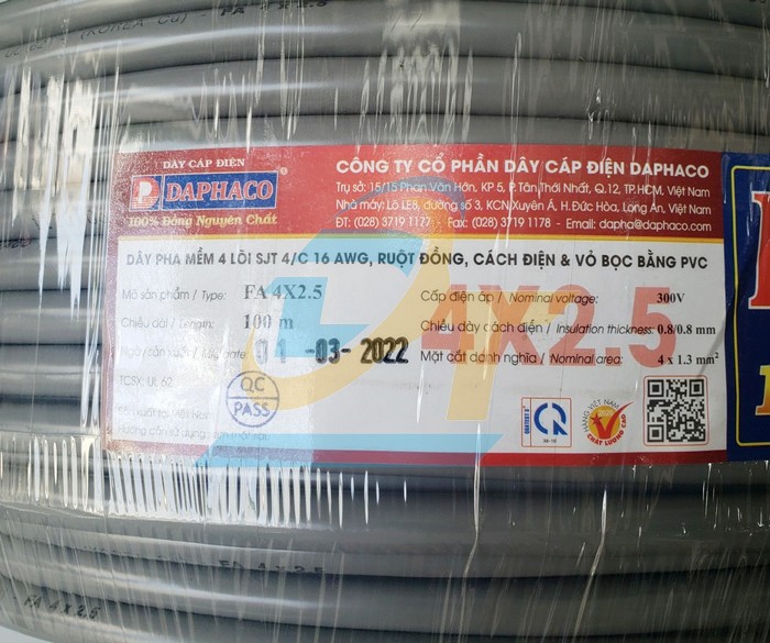 C&aacute;p pha mềm 4 l&otilde;i VVCm 4x2.5mm2 Daphaco  Daphaco | Gi&aacute; rẻ nhất - C&ocirc;ng Ty TNHH Thương Mại Dịch Vụ Đạt T&acirc;m