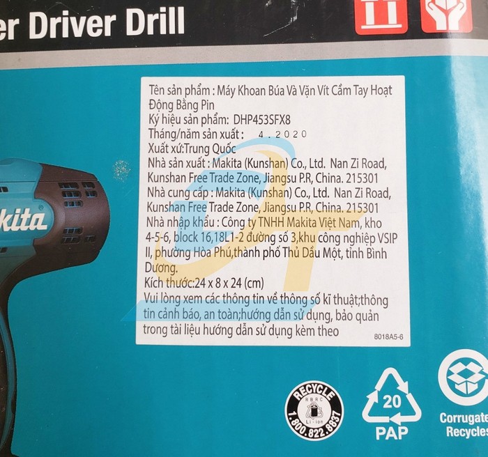 M&aacute;y khoan b&uacute;a v&agrave; vặn v&iacute;t d&ugrave;ng pin 18V Makita DHP453SFX8 DHP453SFX8 Makita | Gi&aacute; rẻ nhất - C&ocirc;ng Ty TNHH Thương Mại Dịch Vụ Đạt T&acirc;m