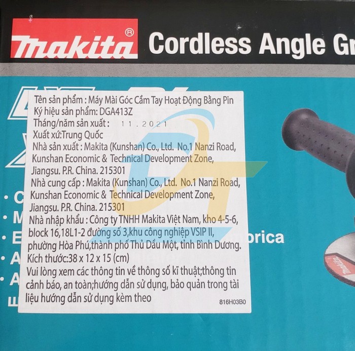 M&aacute;y m&agrave;i g&oacute;c 100mm d&ugrave;ng pin 18V Makita DGA413Z (Kh&ocirc;ng k&egrave;m pin sạc) DGA413Z Makita | Gi&aacute; rẻ nhất - C&ocirc;ng Ty TNHH Thương Mại Dịch Vụ Đạt T&acirc;m