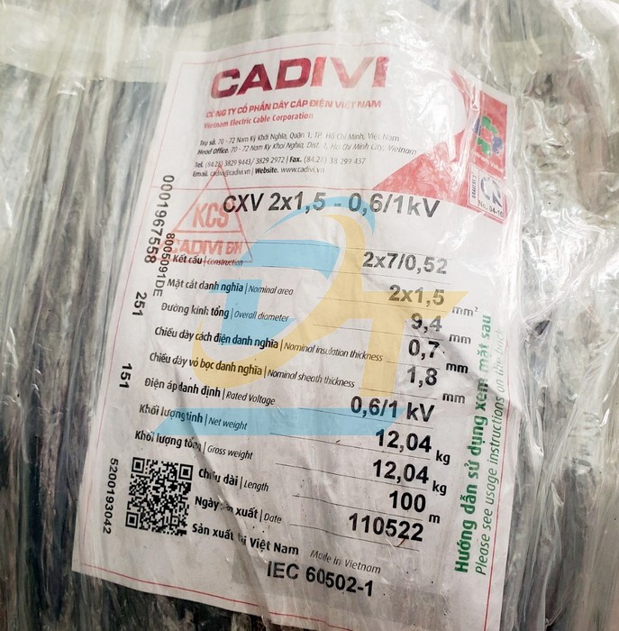 D&acirc;y c&aacute;p điện Cadivi CXV 2x1.5 - 0.6/1kV  Cadivi | Gi&aacute; rẻ nhất - C&ocirc;ng Ty TNHH Thương Mại Dịch Vụ Đạt T&acirc;m