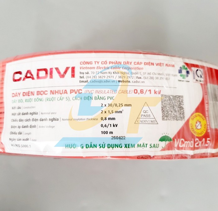 D&acirc;y điện đ&ocirc;i mềm Cadivi Vcmd 2x1.5  Cadivi | Gi&aacute; rẻ nhất - C&ocirc;ng Ty TNHH Thương Mại Dịch Vụ Đạt T&acirc;m
