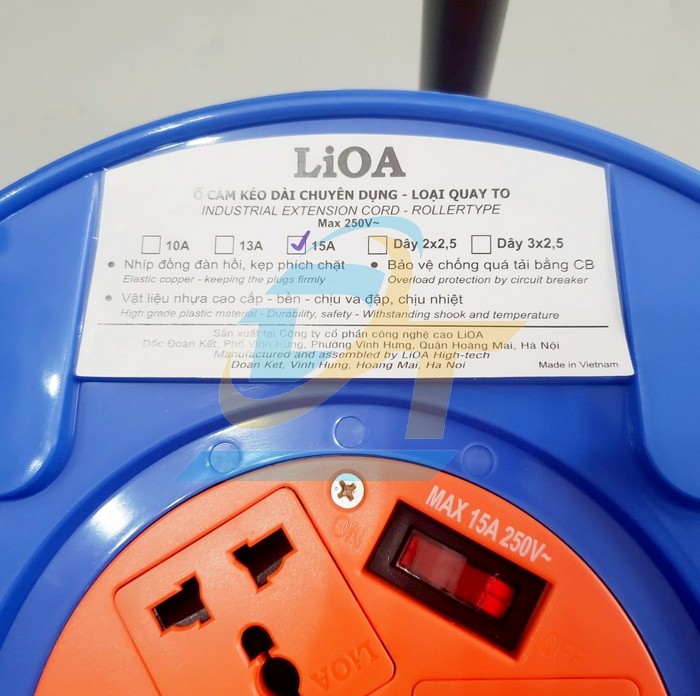 Ổ cắm quay tay kiểu Rulo 50m 15A Lioa QT50-2-15A QT50-2-15A LiOA | Gi&aacute; rẻ nhất - C&ocirc;ng Ty TNHH Thương Mại Dịch Vụ Đạt T&acirc;m