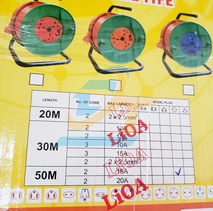 Ổ cắm quay tay kiểu Rulo 50m 15A Lioa QT50-2-15A QT50-2-15A LiOA | Gi&aacute; rẻ nhất - C&ocirc;ng Ty TNHH Thương Mại Dịch Vụ Đạt T&acirc;m