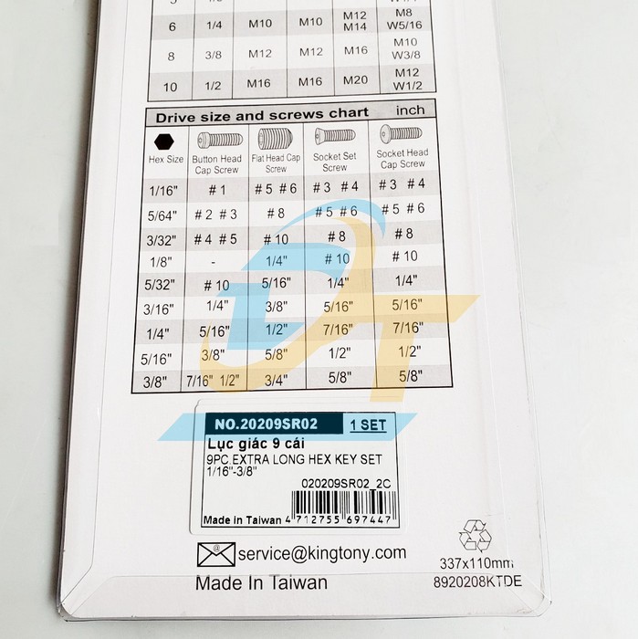 Bộ lục gi&aacute;c hệ inch 9 c&acirc;y Kingtony 20209SR02 20209SR02 KingTony | Gi&aacute; rẻ nhất - C&ocirc;ng Ty TNHH Thương Mại Dịch Vụ Đạt T&acirc;m