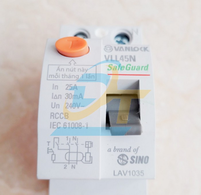 Cầu dao chống r&ograve; RCCB 2P 25A 30mA Sino VLL45N/25A VLL45N/25A Sino | Gi&aacute; rẻ nhất - C&ocirc;ng Ty TNHH Thương Mại Dịch Vụ Đạt T&acirc;m