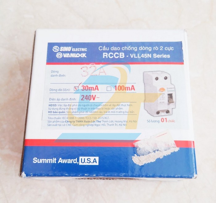Cầu dao chống r&ograve; RCCB 2P 32A 30mA Sino VLL45N/32A VLL45N 32A Sino | Gi&aacute; rẻ nhất - C&ocirc;ng Ty TNHH Thương Mại Dịch Vụ Đạt T&acirc;m