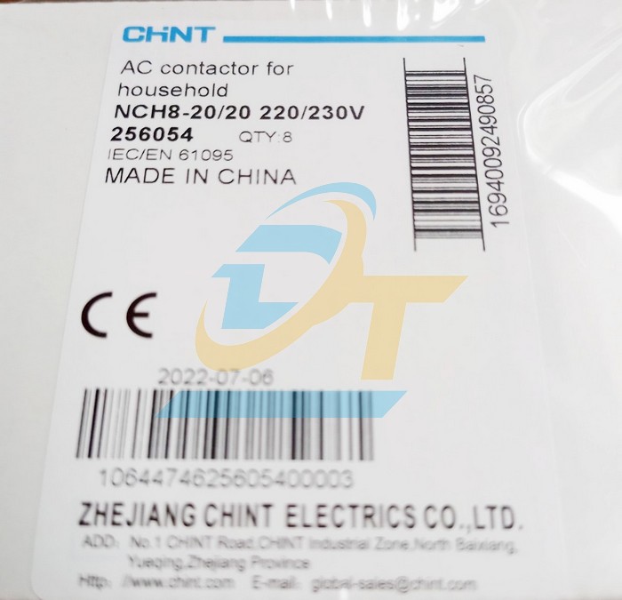 Khởi động từ 1P 20A 220/230V Chint NCH8-20/20 NCH8-20/20 CHINT | Gi&aacute; rẻ nhất - C&ocirc;ng Ty TNHH Thương Mại Dịch Vụ Đạt T&acirc;m
