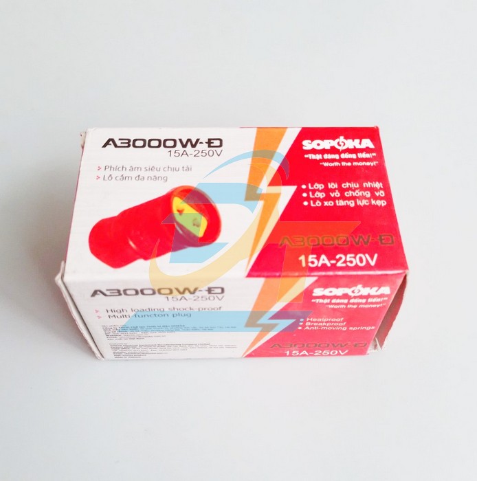 Ph&iacute;ch c&aacute;i si&ecirc;u chịu tải 15A 250V Sopoka A3000W-Đ A3000W-Đ Sopoka | Gi&aacute; rẻ nhất - C&ocirc;ng Ty TNHH Thương Mại Dịch Vụ Đạt T&acirc;m