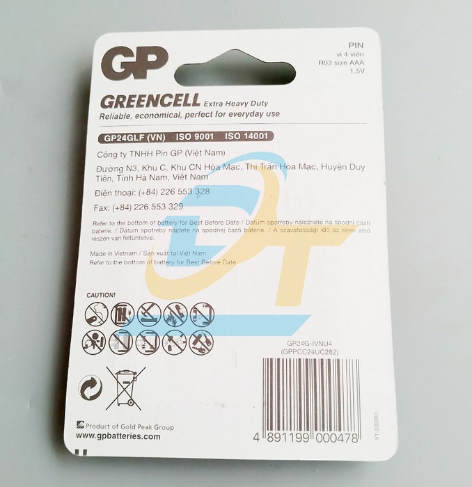 Pin AAA 1.5V GP Greencell R03 (Vỉ 4 vi&ecirc;n)  GP | Gi&aacute; rẻ nhất - C&ocirc;ng Ty TNHH Thương Mại Dịch Vụ Đạt T&acirc;m