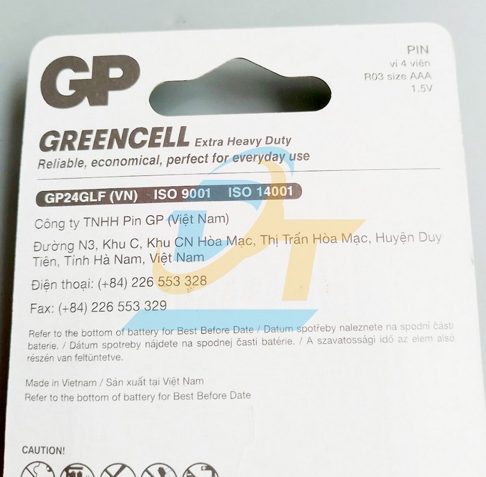 Pin AAA 1.5V GP Greencell R03 (Vỉ 4 vi&ecirc;n)  GP | Gi&aacute; rẻ nhất - C&ocirc;ng Ty TNHH Thương Mại Dịch Vụ Đạt T&acirc;m