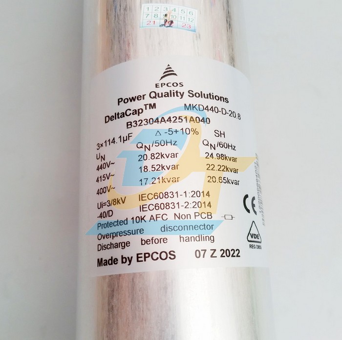 Tụ b&ugrave; 3P 440V 50Hz 20kVAr Epcos MKD440-D-20.8 MKD440-D-20.8 EPCOS | Gi&aacute; rẻ nhất - C&ocirc;ng Ty TNHH Thương Mại Dịch Vụ Đạt T&acirc;m