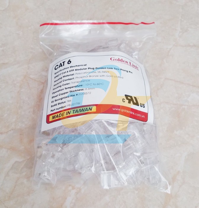 Đầu bấm mạng RJ45 Cat.6 UTP Golden Link P8- 001TW P8- 001TW GoldenLink | Gi&aacute; rẻ nhất - C&ocirc;ng Ty TNHH Thương Mại Dịch Vụ Đạt T&acirc;m
