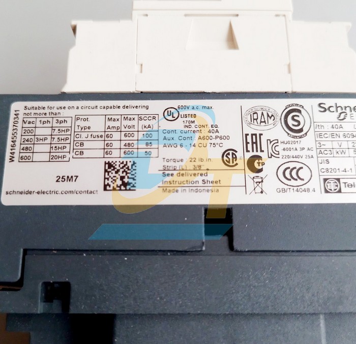 Khởi động từ 3P 25A 220V Schneider LC1D25M7 LC1D25M7 SCHNEIDER | Gi&aacute; rẻ nhất - C&ocirc;ng Ty TNHH Thương Mại Dịch Vụ Đạt T&acirc;m