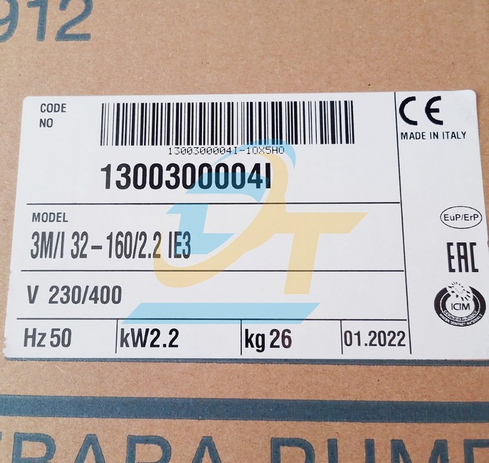 M&aacute;y bơm ly t&acirc;m trục ngang 3HP 2.2kW Ebara 3M/I 32-160/2.2 IE3 3M/I 32-160/2.2 IE3 Ebara | Gi&aacute; rẻ nhất - C&ocirc;ng Ty TNHH Thương Mại Dịch Vụ Đạt T&acirc;m