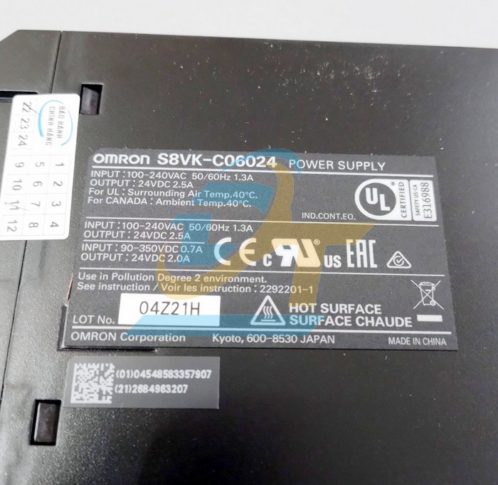 Bộ nguồn 2.5A 24VDC Omron S8VK-C06024 S8VK-C06024 Omron | Gi&aacute; rẻ nhất - C&ocirc;ng Ty TNHH Thương Mại Dịch Vụ Đạt T&acirc;m