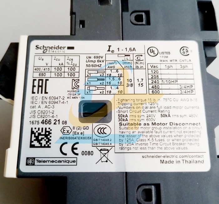 Cầu dao bảo vệ động cơ 3P 1.0-1.6A Schneider GV2ME06 GV2ME06 SCHNEIDER | Gi&aacute; rẻ nhất - C&ocirc;ng Ty TNHH Thương Mại Dịch Vụ Đạt T&acirc;m