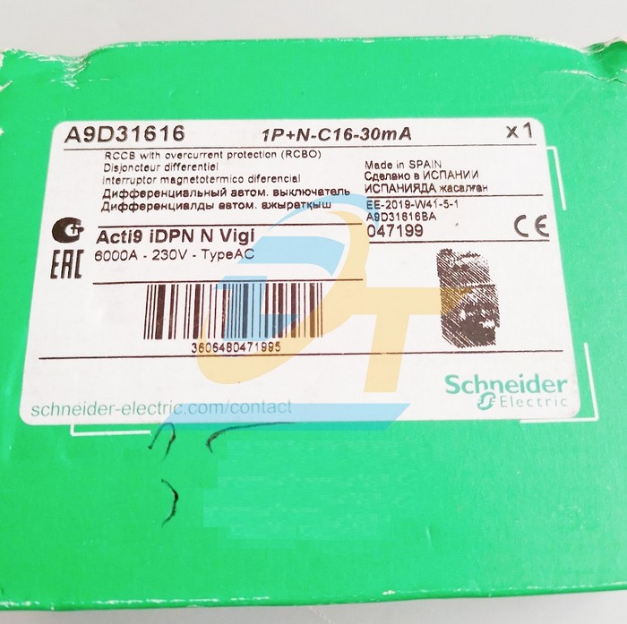 Cầu dao chống giật RCBO Acti9 iDPN (1P+N) 16A 30mA 230V Schneider A9D31616 A9D31616 SCHNEIDER | Gi&aacute; rẻ nhất - C&ocirc;ng Ty TNHH Thương Mại Dịch Vụ Đạt T&acirc;m