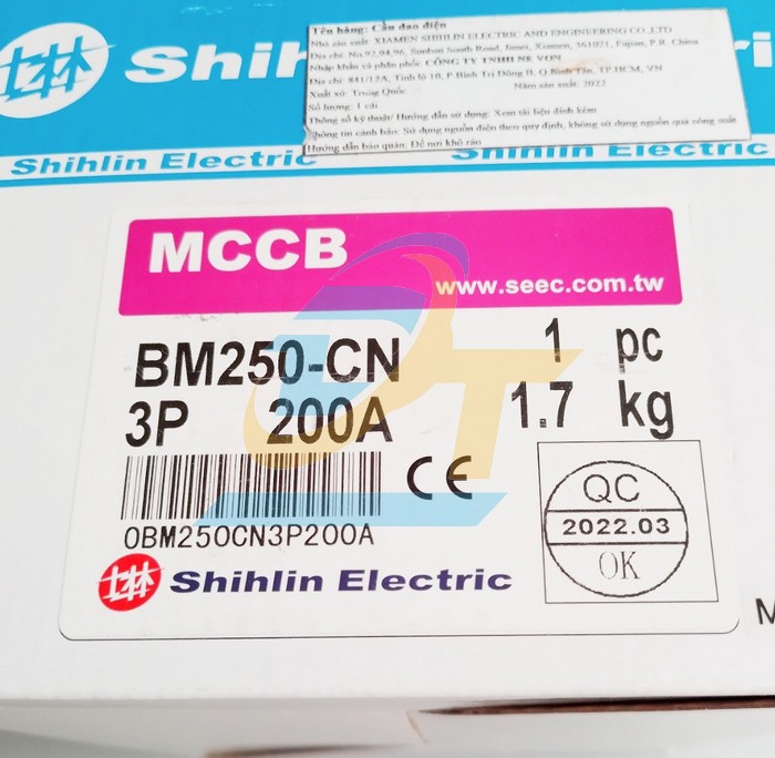 Cầu dao điện MCCB (khối) Shihlin BM250-CN 3P 200A 22kA  Shihlin | Gi&aacute; rẻ nhất - C&ocirc;ng Ty TNHH Thương Mại Dịch Vụ Đạt T&acirc;m