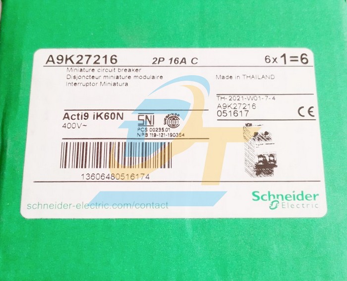 Cầu dao tự động MCB Acti9 2P 16A 6kA Schneider A9K27216 A9K27216 SCHNEIDER | Gi&aacute; rẻ nhất - C&ocirc;ng Ty TNHH Thương Mại Dịch Vụ Đạt T&acirc;m