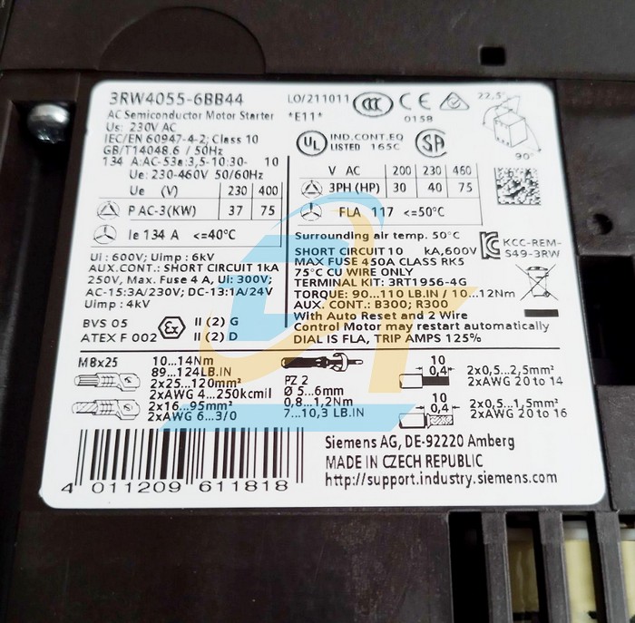 Bộ khởi động mềm 75kW Siemens 3RW4055-6BB44 3RW4055-6BB44 SIEMENS | Gi&aacute; rẻ nhất - C&ocirc;ng Ty TNHH Thương Mại Dịch Vụ Đạt T&acirc;m