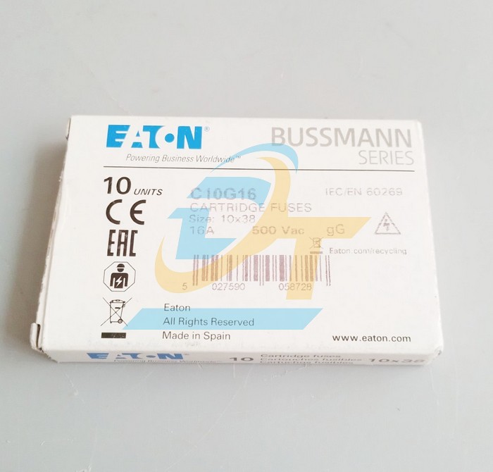 Cầu ch&igrave; 16A 500V 10x38mm Eaton Bussmann C10G16  BUSSMANN | Gi&aacute; rẻ nhất - C&ocirc;ng Ty TNHH Thương Mại Dịch Vụ Đạt T&acirc;m