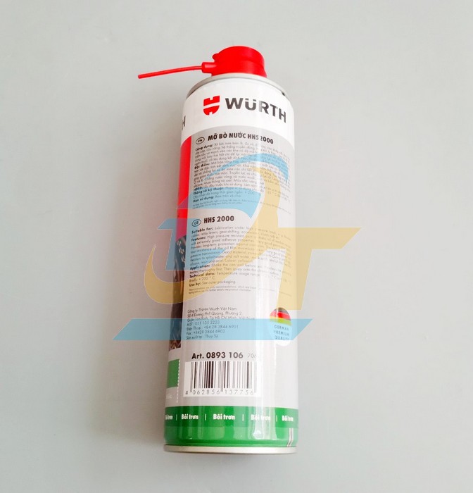 Chai xịt mỡ b&ograve; nước b&ocirc;i trơn chịu nhiệt 500ml Wurth HHS 2000 HHS 2000 WURTH | Gi&aacute; rẻ nhất - C&ocirc;ng Ty TNHH Thương Mại Dịch Vụ Đạt T&acirc;m