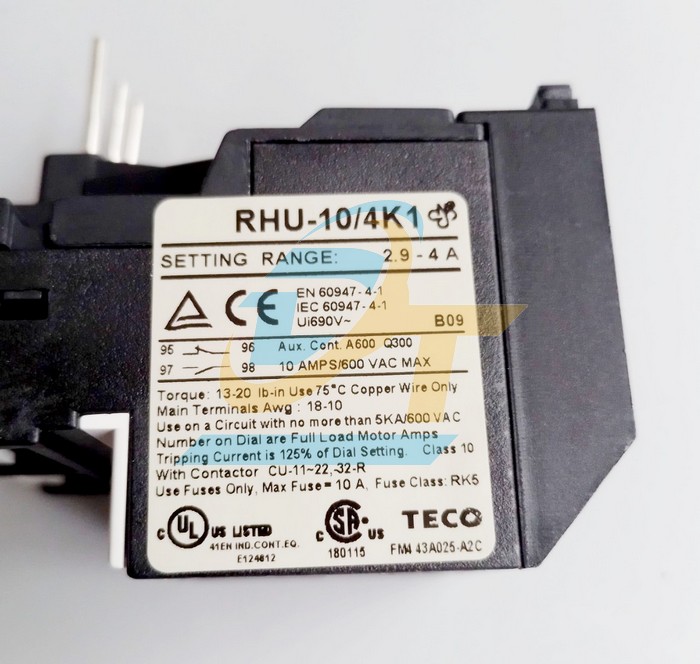 Relay nhiệt 2.9-4A Teco RHU-10/4K1 RHU-10/4K1 Teco | Gi&aacute; rẻ nhất - C&ocirc;ng Ty TNHH Thương Mại Dịch Vụ Đạt T&acirc;m